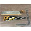 Image 1 : Lot of 2 Hand Saws with Wooden Handles and Right Angle Measuring Stick