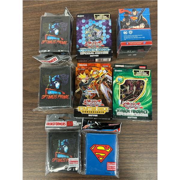 Yu-Gi-Oh Booster Pack Boxes, Card Sleeves and Deck Boxes Transformers, Superman NEW