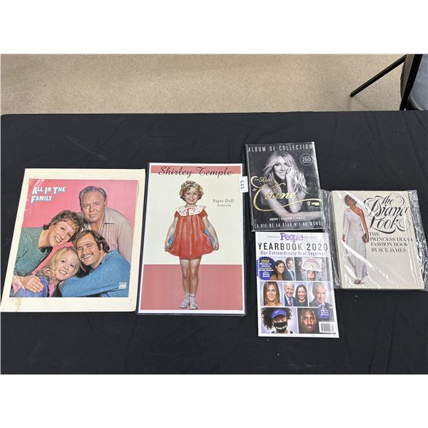 Lot of Celine Dion, Princess Diana, Yearbook 2020 Books, Shirley Temple Paper Doll, All In The Famil