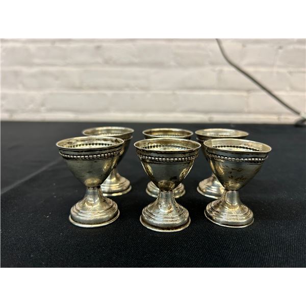 Lot of 6 Marked 800 Coin Silver Egg Cups approx 40 grams