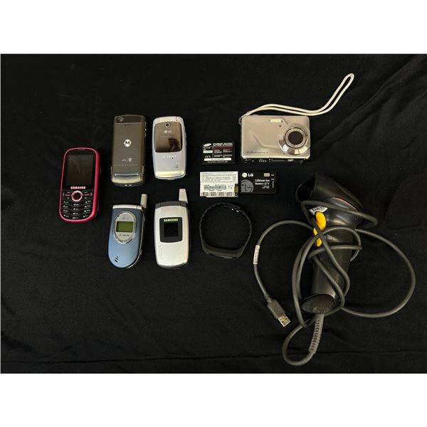 Lot of Digital Cameras and Flip Phones, Batteries