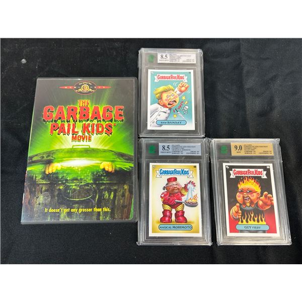 Garbage Pail Kids Graded Cards (3) and The Movie DVD