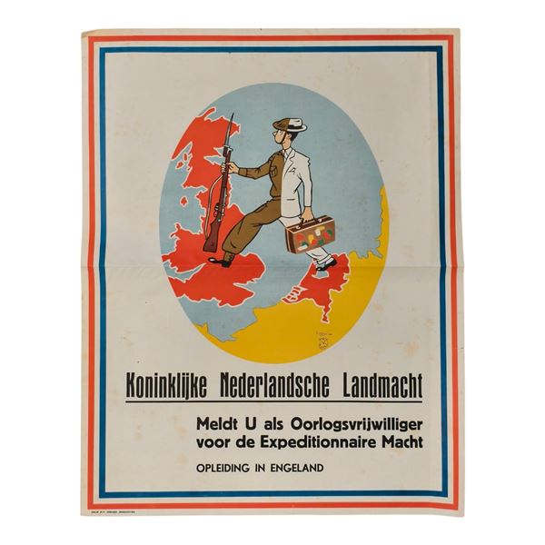 Dutch World War II / Immediate Postwar Recruitment Poster for the Royal Netherlands Army