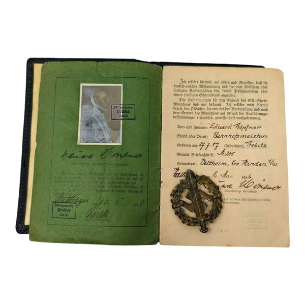 Third Reich SA Sport Badge + Leistungsbuch Performance Book