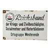 Third Reich Reichsbund der Kriegs Enamel Sign