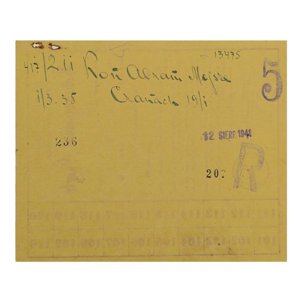 Milk Ration Card for Jewish Child from Lodz Litzmannstadt Ghetto