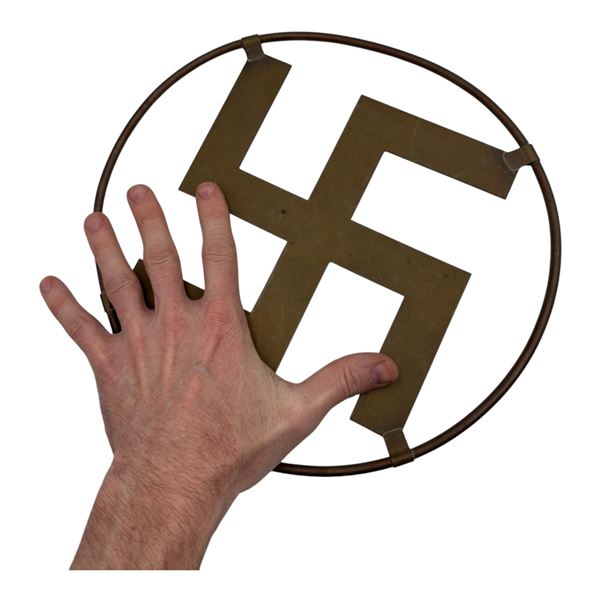 Third Reich Swastika Brass Window Decoration