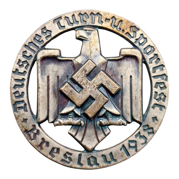Third Reich Nazi Deutsches Turn-u Sportfest Breslau Tinnie Badge