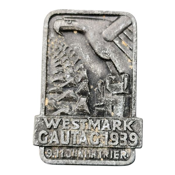 Third Reich Nazi Westmark Gautag 1939 Tinnie Badge
