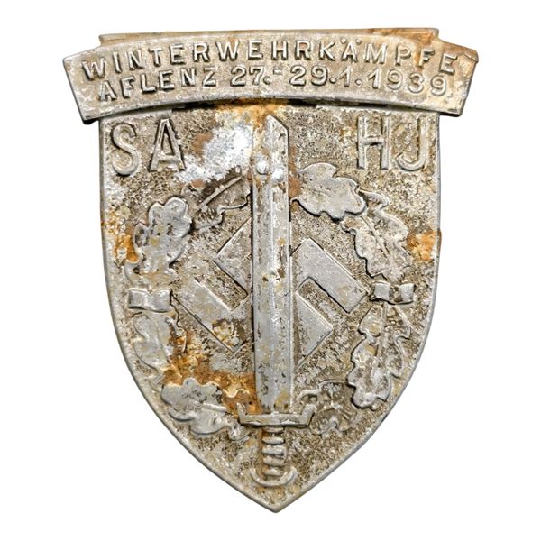 Third Reich Nazi SA HJ Winterwehrkampfe 1939 Tinnie Badge