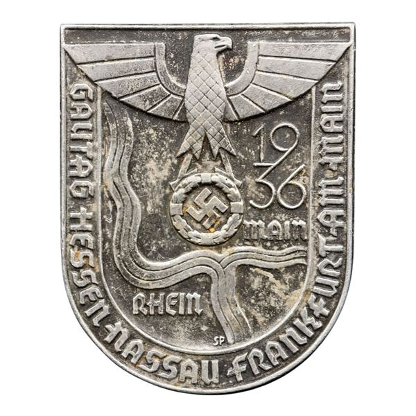 Third Reich Nazi Gautag Hessen Nassau Frankfurt 1936 Tinnie Badge