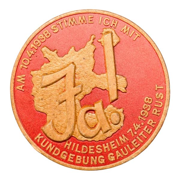 Third Reich Nazi JA 1938 Tinnie Badge