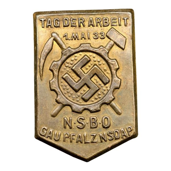 Third Reich Tag der Arbeit NSBO 1933 Tinnie Badge