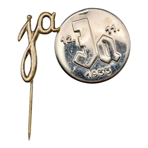 Third Reich Nazi Badge Ja Pin Set