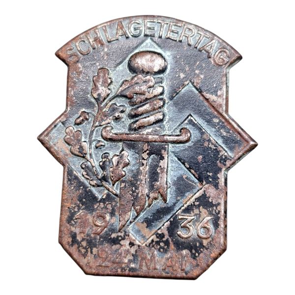 Third Reich Nazi Schlagetertag 1936 Tinnie Badge