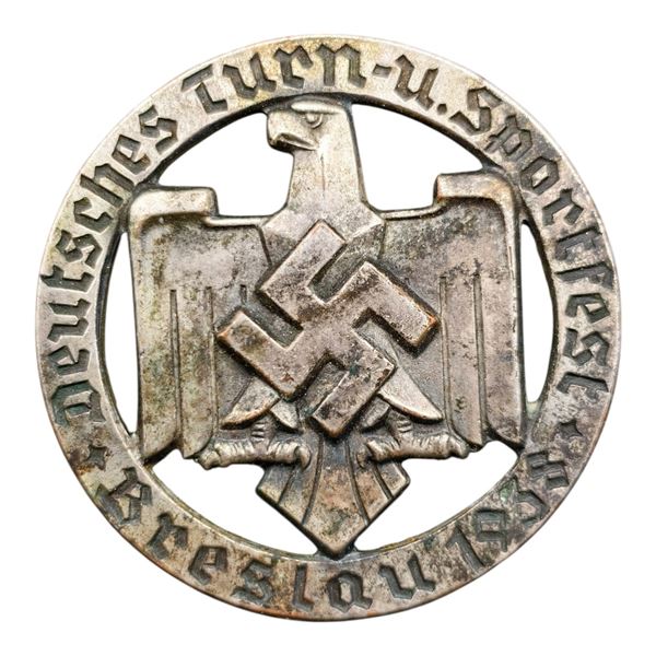 Third Reich Nazi Deutsches Turn-u-Sportfest Braslau 1938 Badge