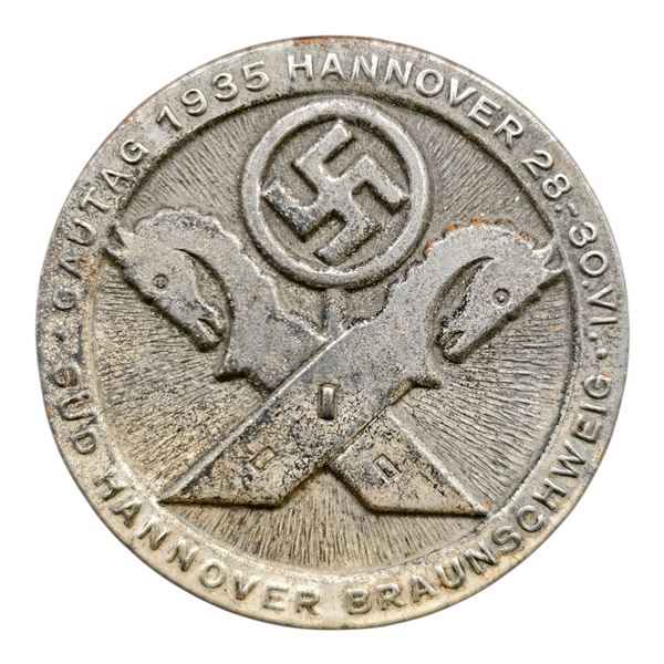 Third Reich Nazi Gautag Hanover 1935 Badge Tinnie