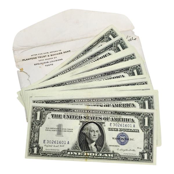 49 Consecutively Numbered 1957A US Silver Certificates with Bank Envelope - Uncirculated