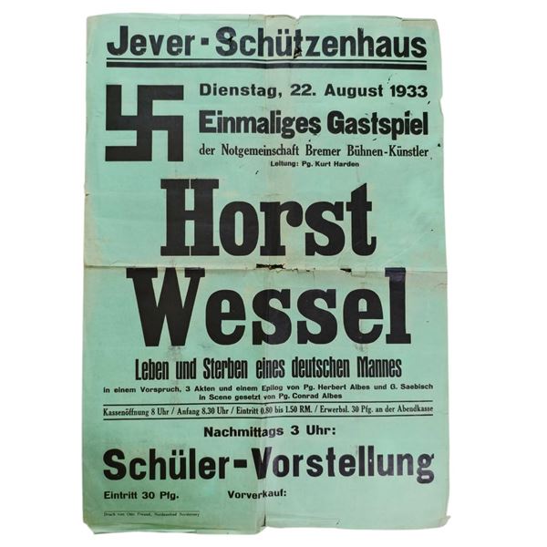 Early Third Reich Propaganda Poster for Horst Wessel – Life and Death of a German Man
