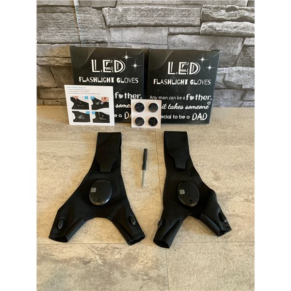 Lot of 2 Refun LED Flashlight Gloves - 4 Gloves Total