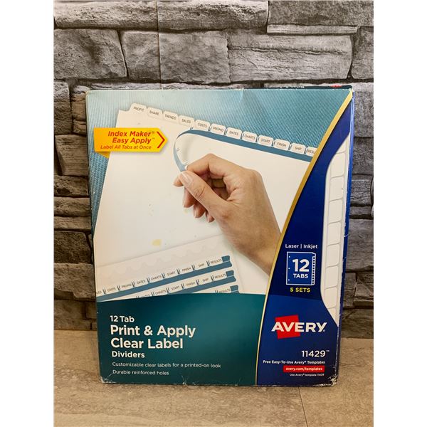 Avery 12 Tab Print & Apply Clear Label Dividers - 5 Sets