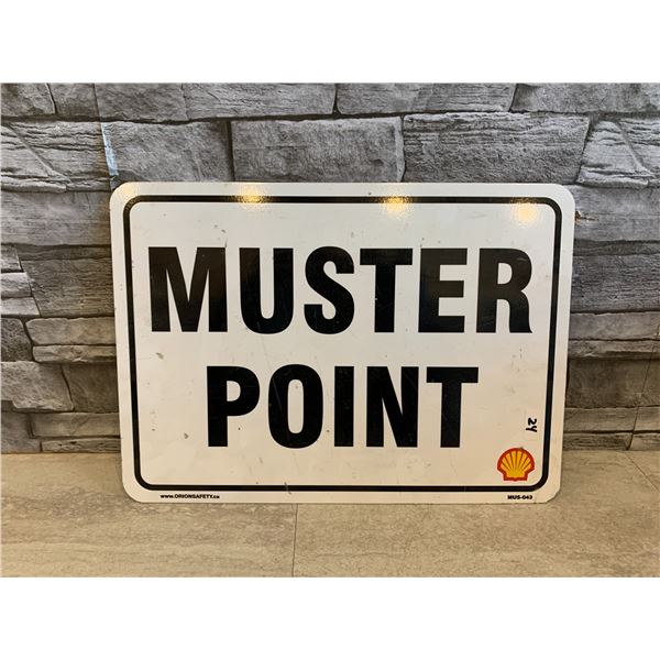 Shell Muster Point Aluminum Sign
