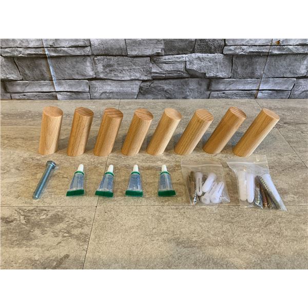 Lot of 9 Wooden Wall Hooks - For Coats - Hats