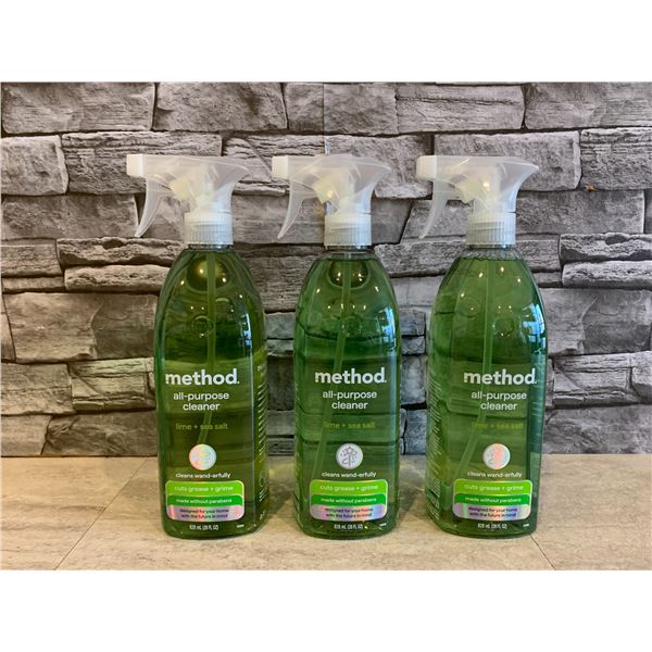 Lot of 3 Method All-Purpose Cleaner Lime And Sea Salt 828ml Each