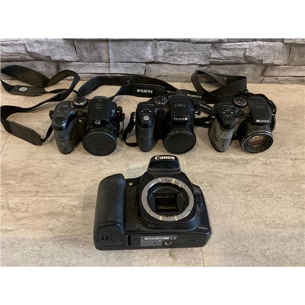 Lot of 4 Digital Cameras Cannon Eos 20D/FujiFilm/GE - As-Is