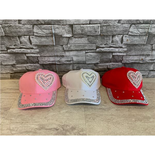 Lot of 3 Hats With Rhinestones