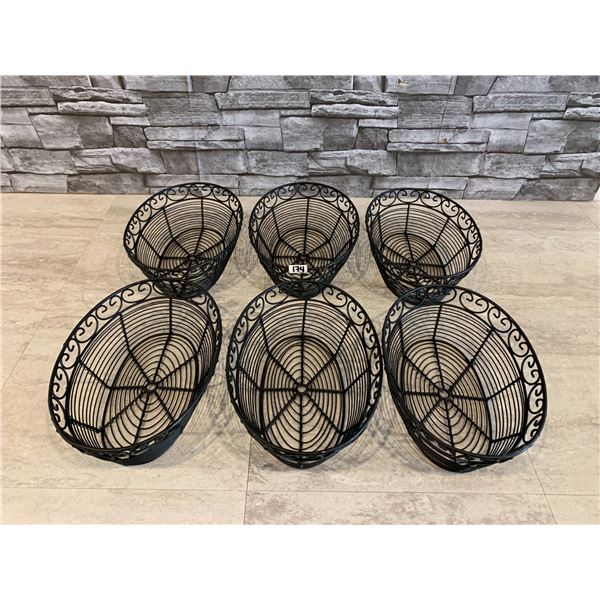 Lot of 6 Black Wire Bread Baskets