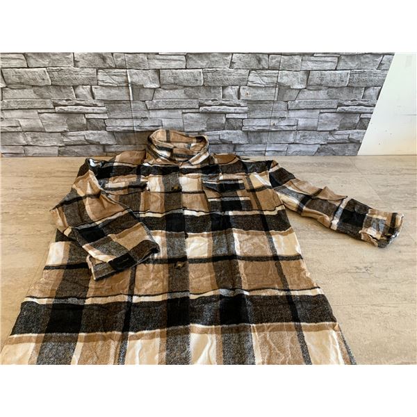 Womens Flannel Plaid Shirt Lapel Button Down Size XL