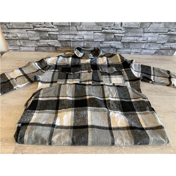Womens Flannel Plaid Shirt Lapel Button Down Size S