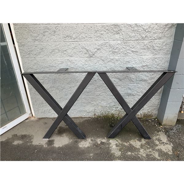 Lot of 2 Hollow Structual Steel Table Legs - X - Shape Industrial