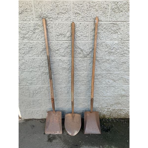 Lot of 3 Shovels - Two Spade & One Flat