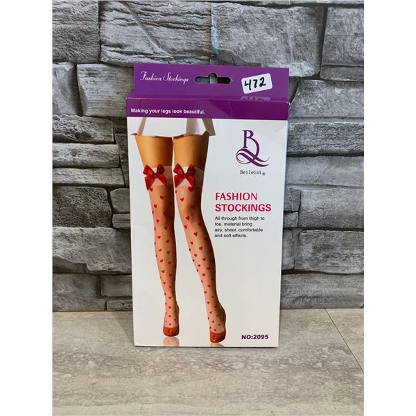 Beileisi Silk Stockings With Red Bow & Hearts