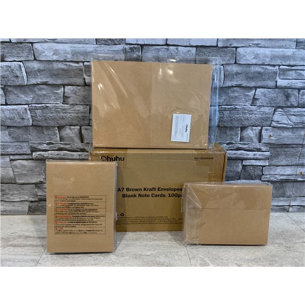 100 Pack A7 Brown Kraft Envelopes & Blank Note Cards