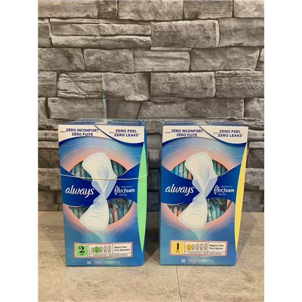 Lot of 2 Packs x 32 Pads - Always Flexfoam infinity Pads