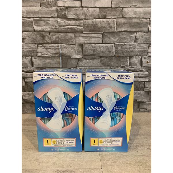 Lot of 2 Packs x 32 Pads - Always Flexfoam infinity Pads