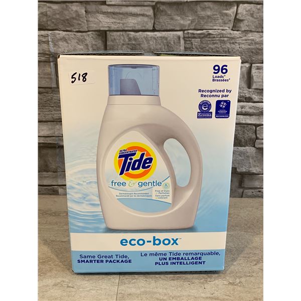 1 Tide Ultra Concentrated Free & Gentle Eco-Box Liquid Laundry Detergent - 3.1L/96 Loads - New 10