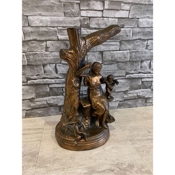 Bronze Color Zinc Stature Of Woman Swinging In Tree