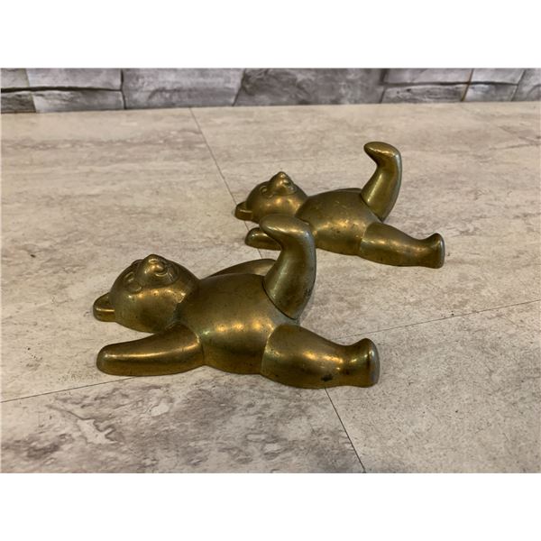 Lot of 2 Brass Wall Hanging Bears