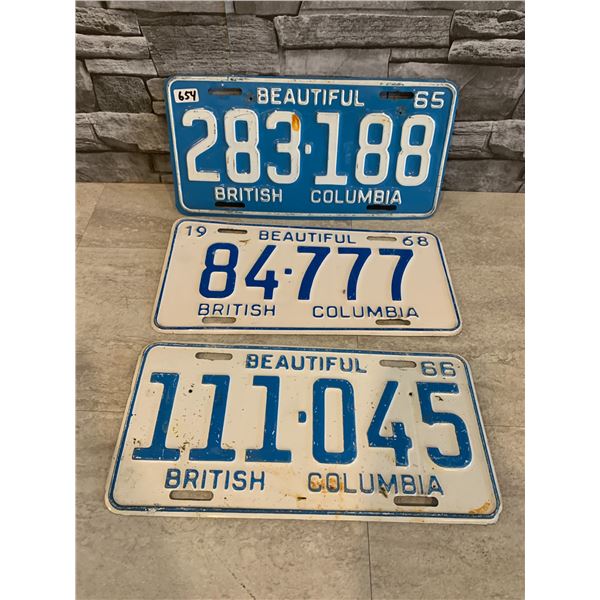 Lot of 3 Vintage License Plates - Beautiful British Columbia