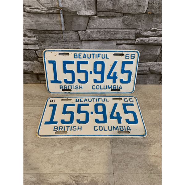 Lot of 2 Vintage License Plates - Beautiful British Columbia