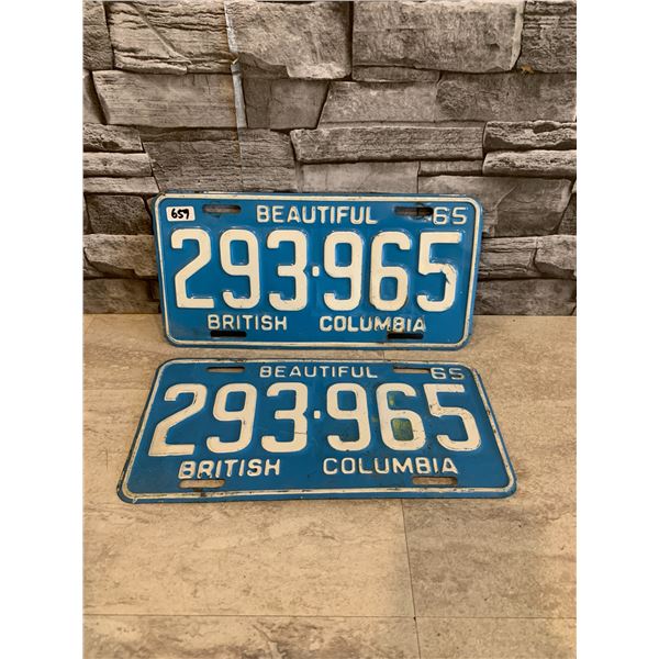 Lot of 2 Vintage License Plates - Beautiful British Columbia