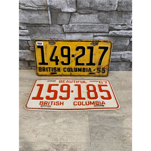 Lot of 2 Vintage License Plates - Beautiful British Columbia