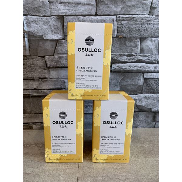 Lot of 3 Boxes - OSULLOC Canola & Apricot Tea - 60 Tea Bags