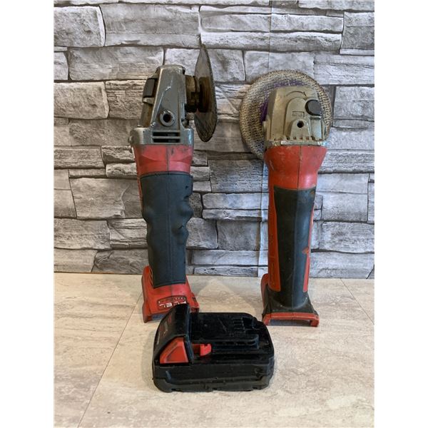 Lot of 2 Milwaukee Cut Off Grinders With Battery