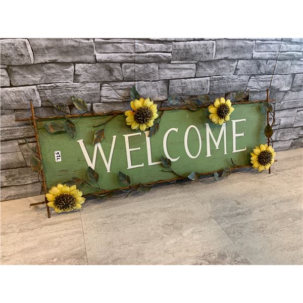 Metal Sunflower Themed Welcome Sign Décor