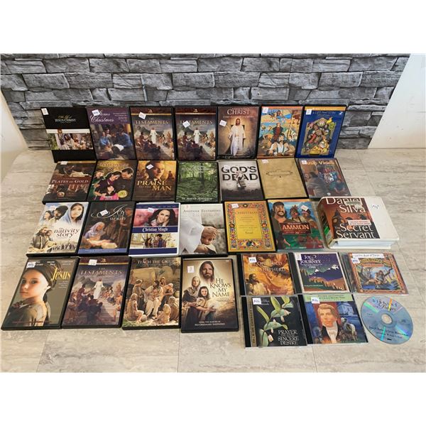 Lot of 30 Religious DVD's & CD's